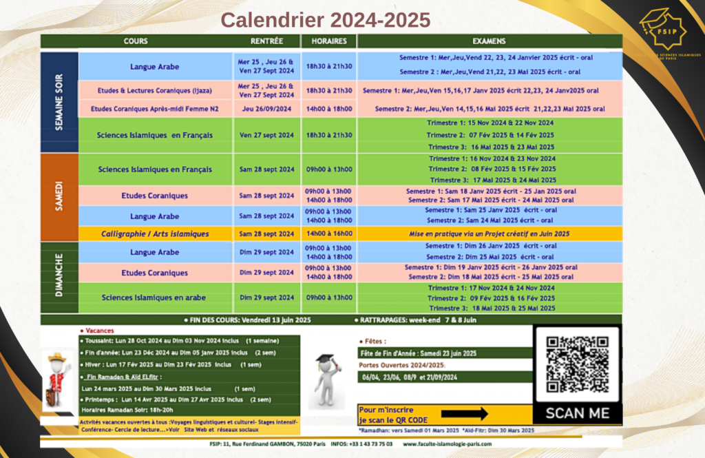 Calendrier scolaire dates importantes 2024-2025