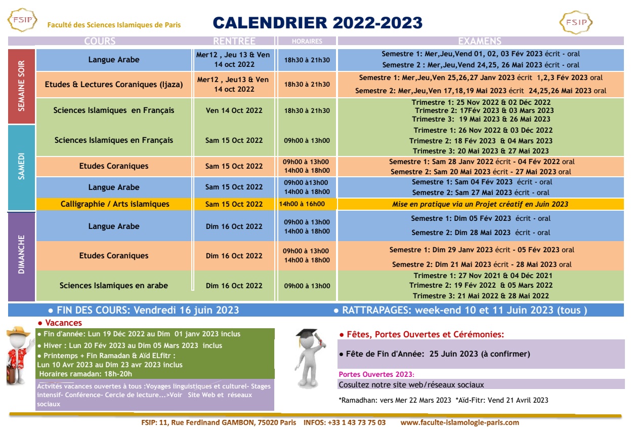 Calendrier scolaire 2022-2023