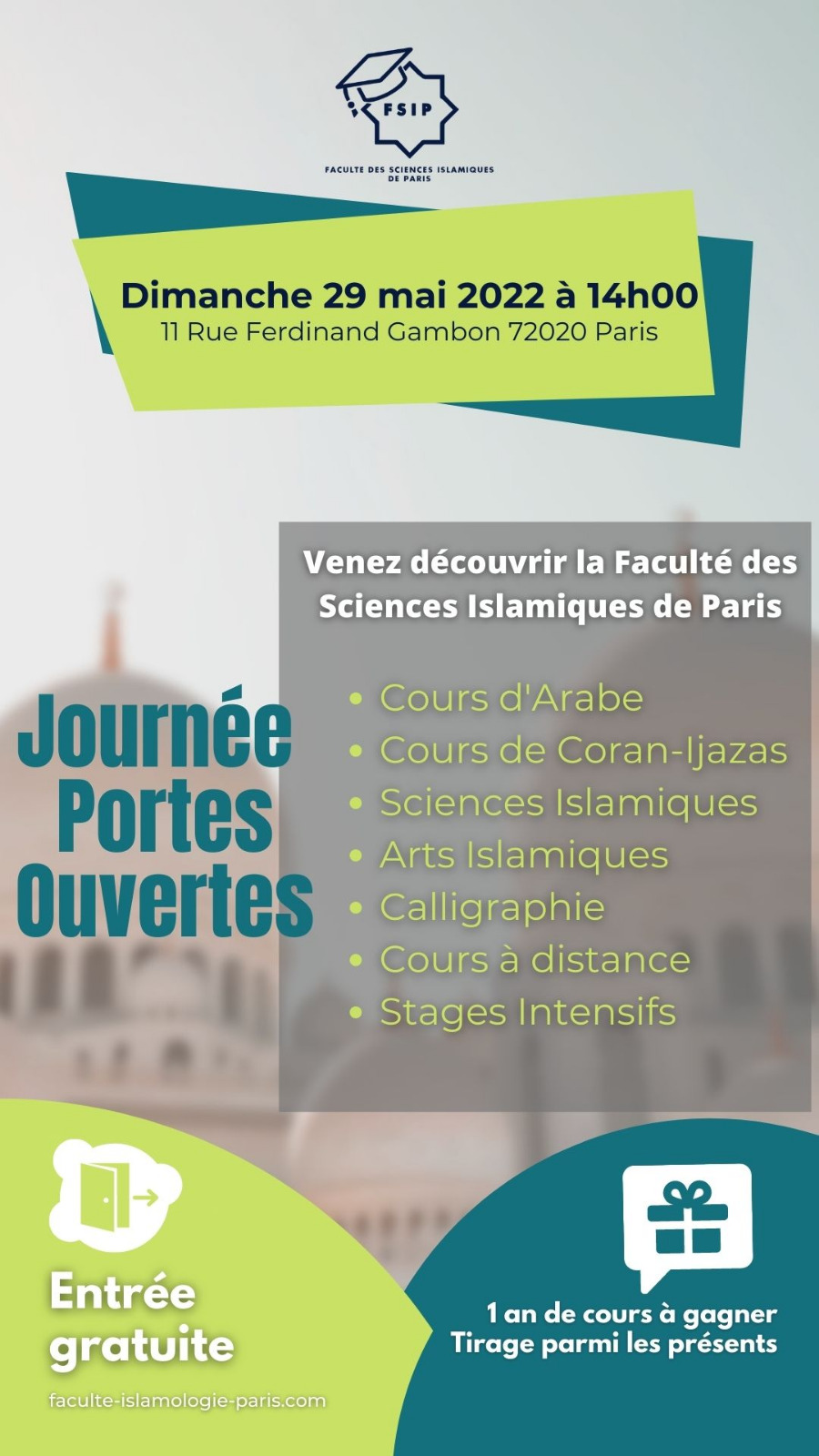 Faculte_islamique_Paris_FSIP-Journee_POrtes_Ouvertes Cours apprendre école_Arabe_Calligraphie_Coran_islam fiqh aqida tjwid Religion