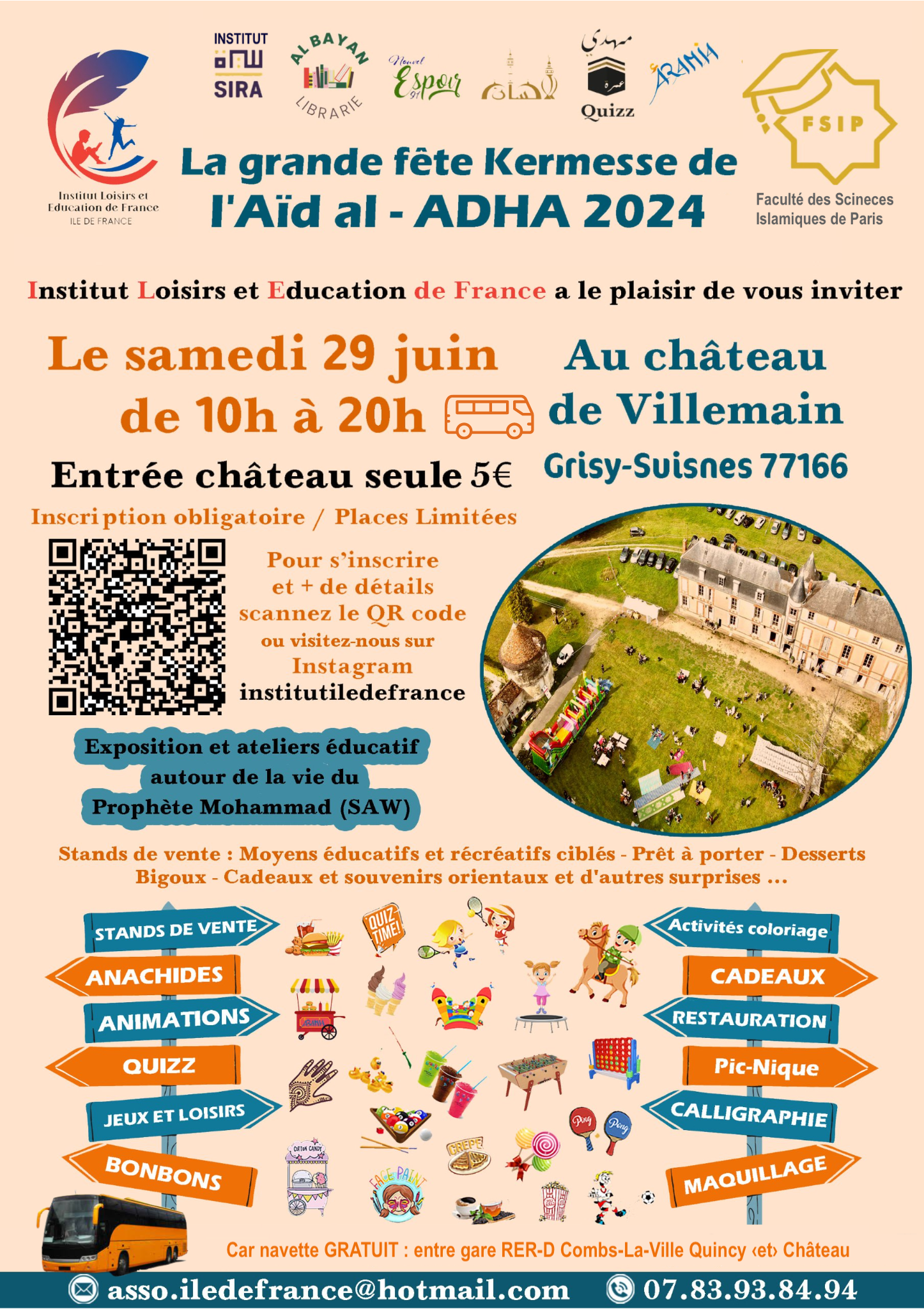 Sam 29-6-24 Grande fête Aid et fin d'année Chateau de Villemain 77 ILEF FSIP