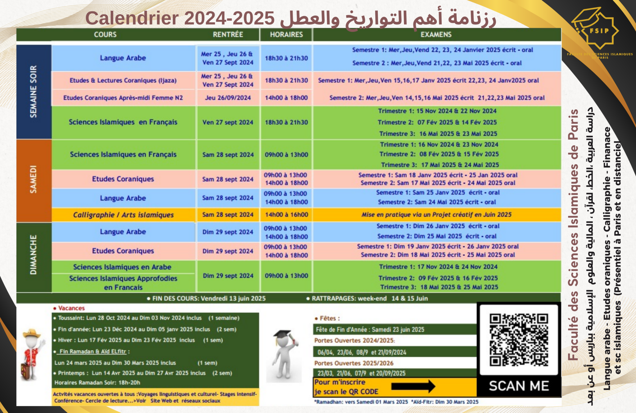 1 FSIP vacances et dates importantes 24-25 Présentiel & Distantiel (soirs & week-ends)